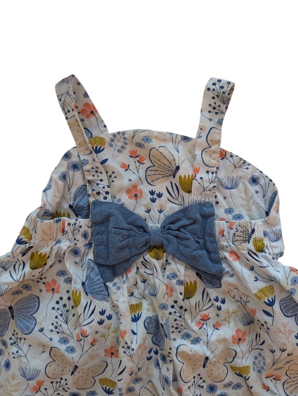 Girls White Butterfly & Floral Sundress Cotton  Size 4T - Picture 5 of 9